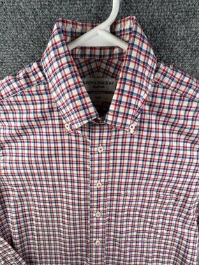 Spier & Mackay Slim Fit Button-Down Plaid Shirt in White, Red & Blue